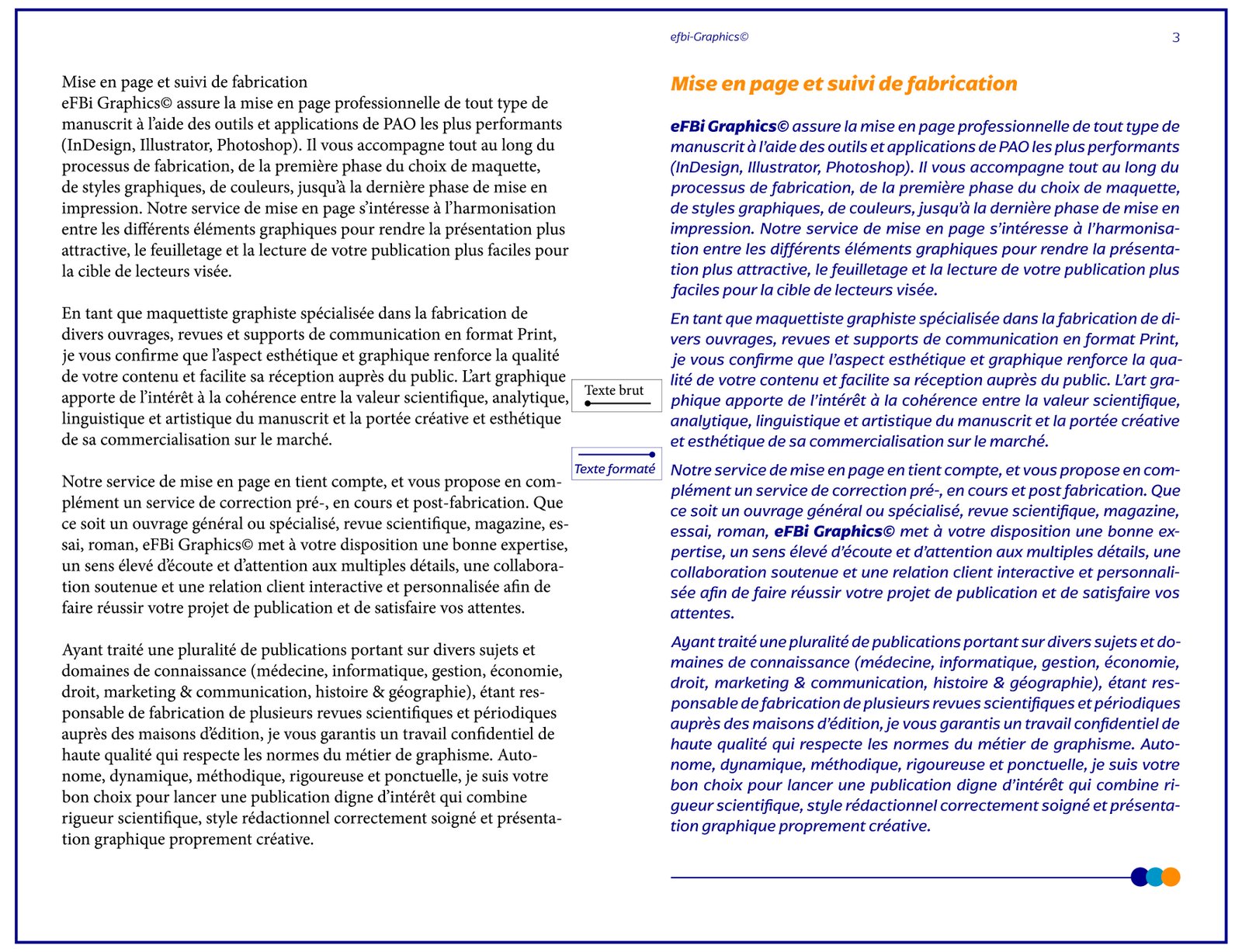 démonstration du service de la mise en page